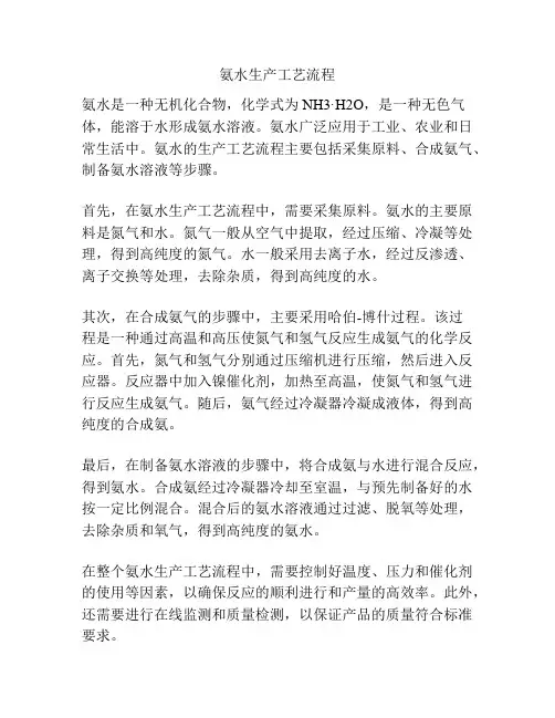 氨水生产工艺流程