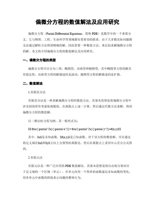 偏微分方程的数值解法及应用研究