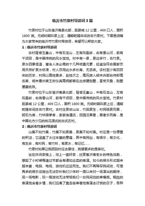 临沂市竹泉村导游词3篇