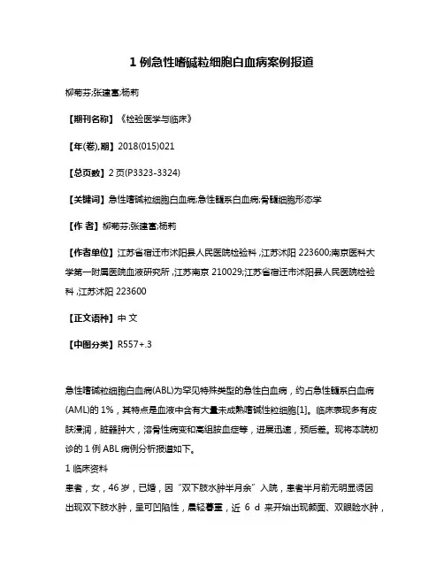 1例急性嗜碱粒细胞白血病案例报道