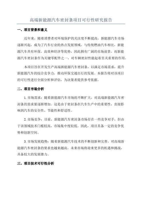 高端新能源汽车密封条项目可行性研究报告