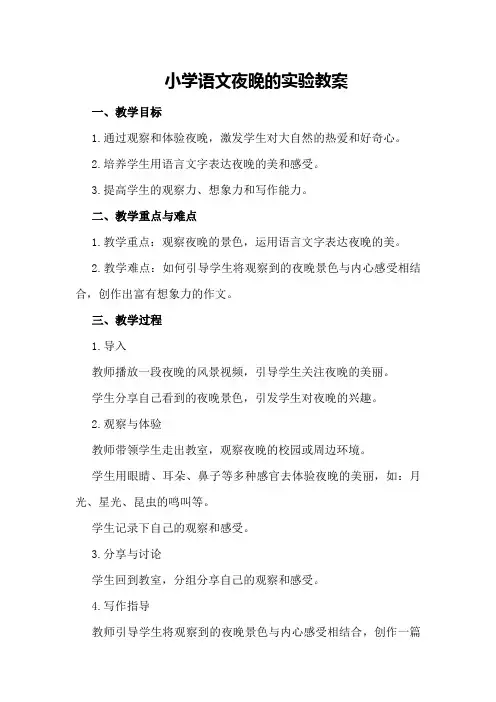 小学语文夜晚的实验教案