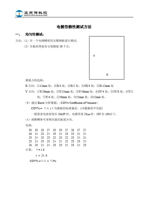 电镀信赖性测试方法