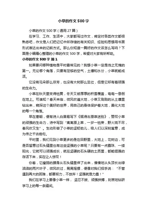 小草的作文500字（通用27篇）