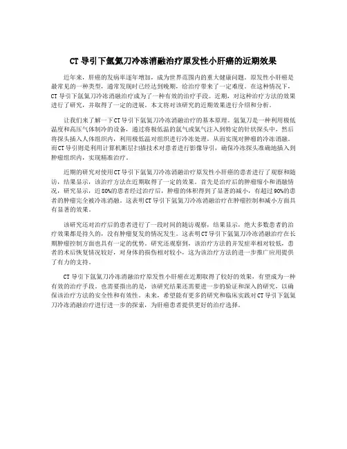 CT导引下氩氦刀冷冻消融治疗原发性小肝癌的近期效果