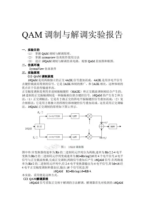 QAM调制与解调实验报告