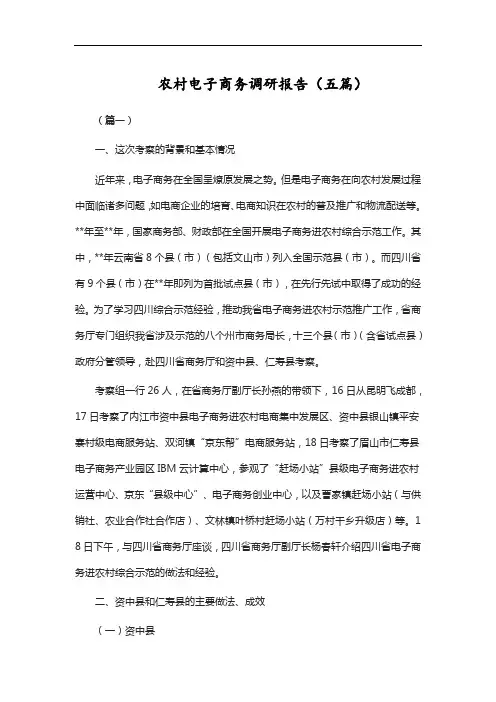 农村电子商务调研报告(五篇)