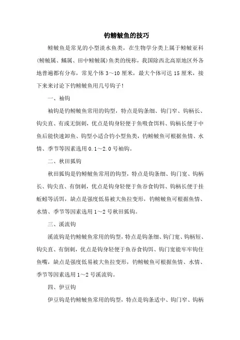 钓鱼技巧之钓具：钓鳑鲏鱼的技巧