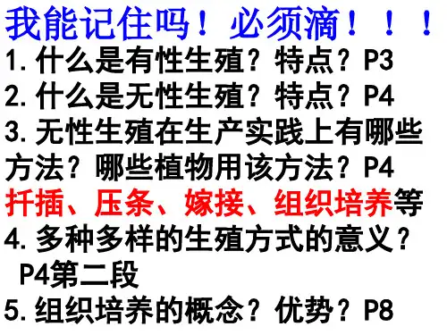 人教版生物初三下中考基础知识复习课件