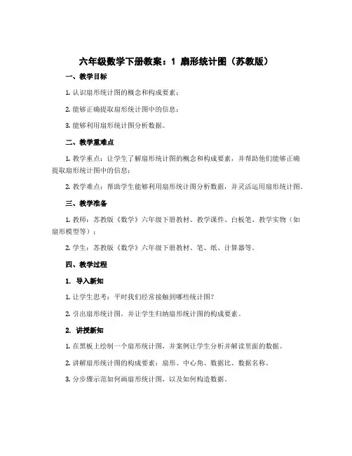 六年级数学下册教案：1扇形统计图(苏教版)