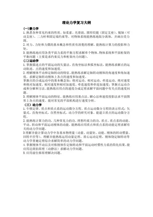 33244理论力学复习大纲