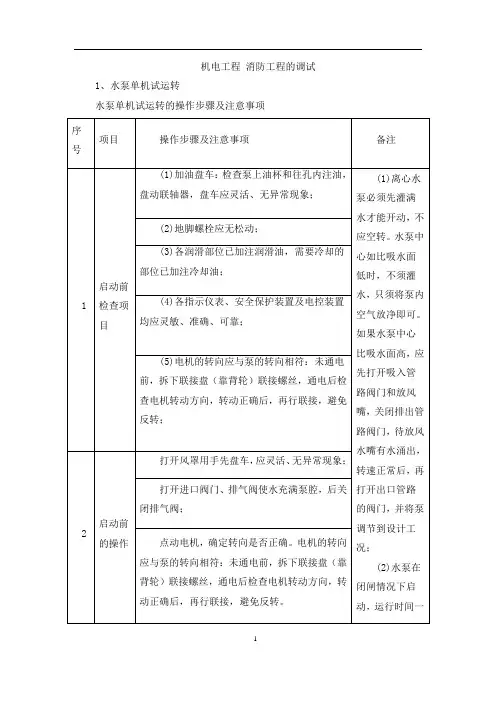 机电工程 消防工程的调试