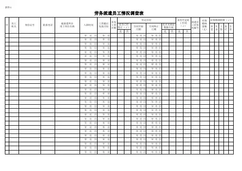 劳务派遣、用工单位基本情况及员工资料调查表(一套四份表格)