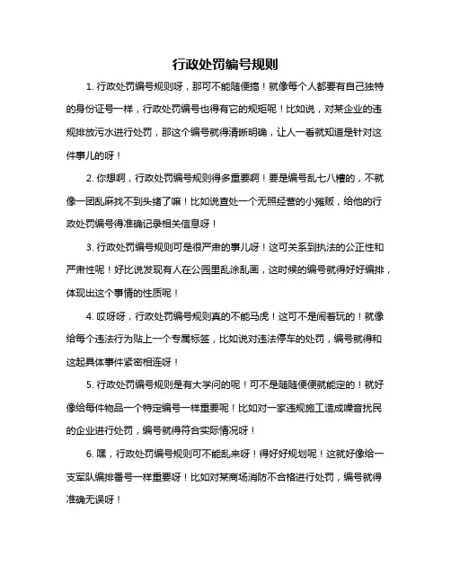 行政处罚编号规则