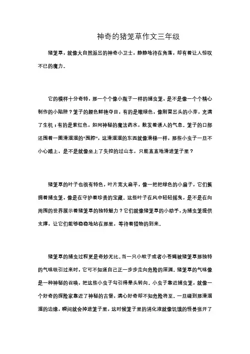 神奇的猪笼草作文三年级