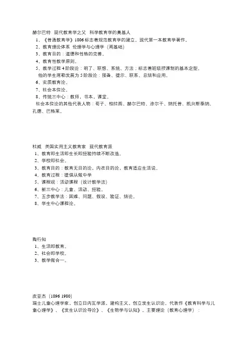 教育学心理学人物考点关键词(下)