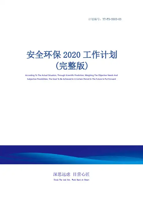 安全环保2020工作计划(完整版)