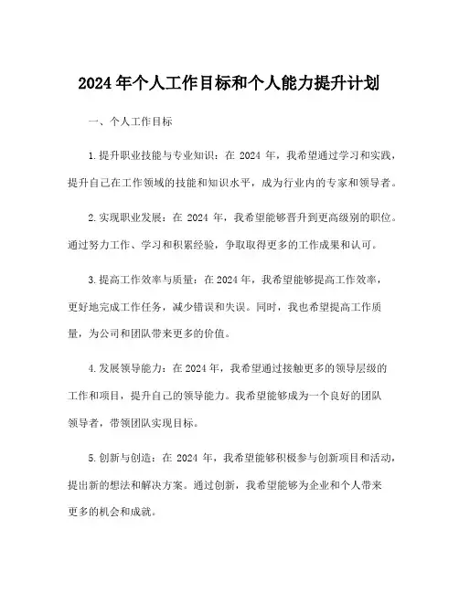 2024年个人工作目标和个人能力提升计划