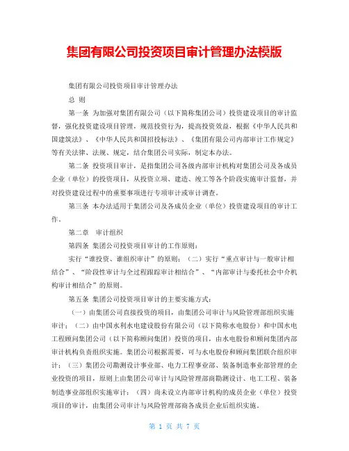 集团有限公司投资项目审计管理办法模版
