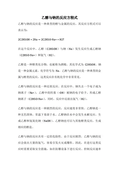 乙醇与钠的反应方程式