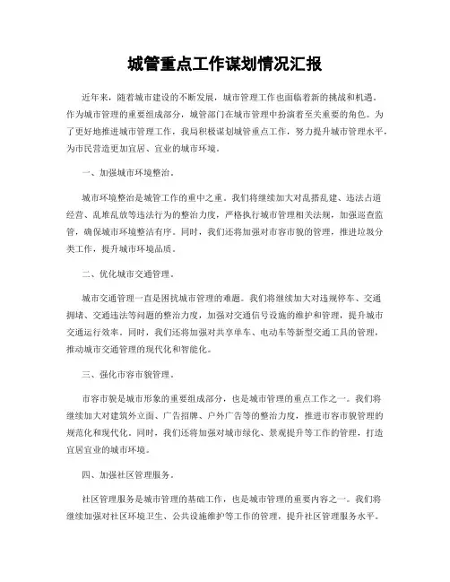 城管重点工作谋划情况汇报