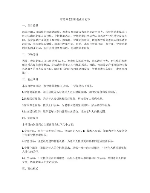 智慧养老创新创业计划书