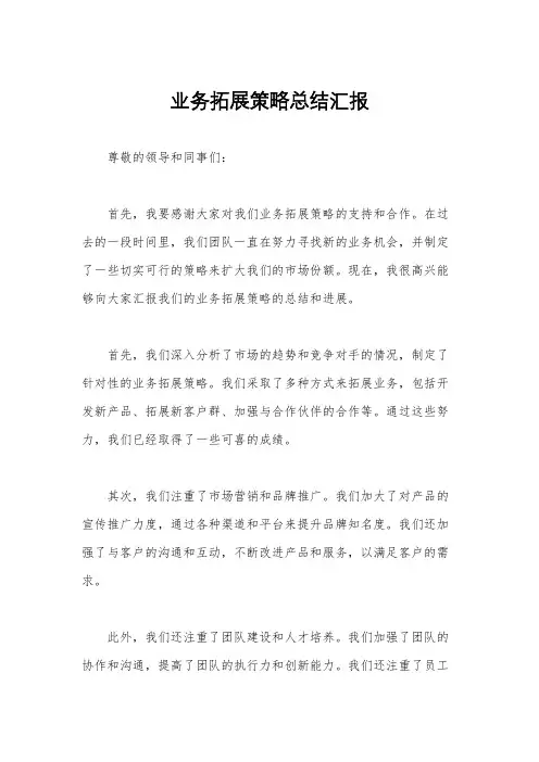 业务拓展策略总结汇报
