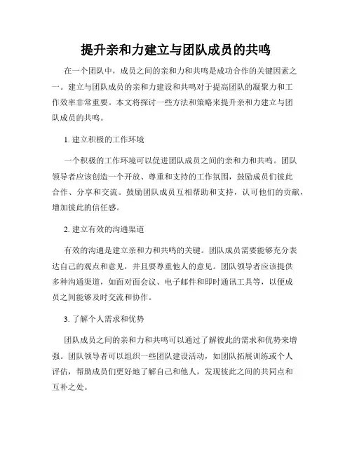 提升亲和力建立与团队成员的共鸣
