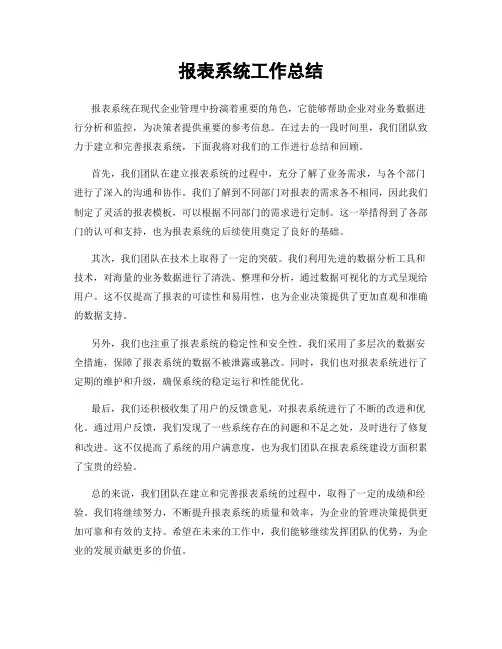 报表系统工作总结