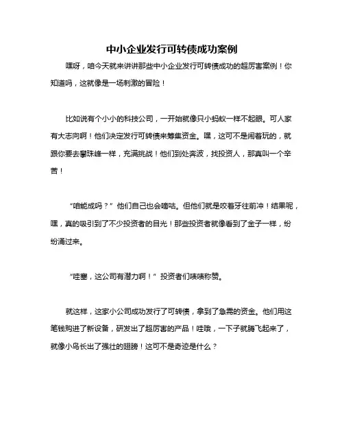 中小企业发行可转债成功案例