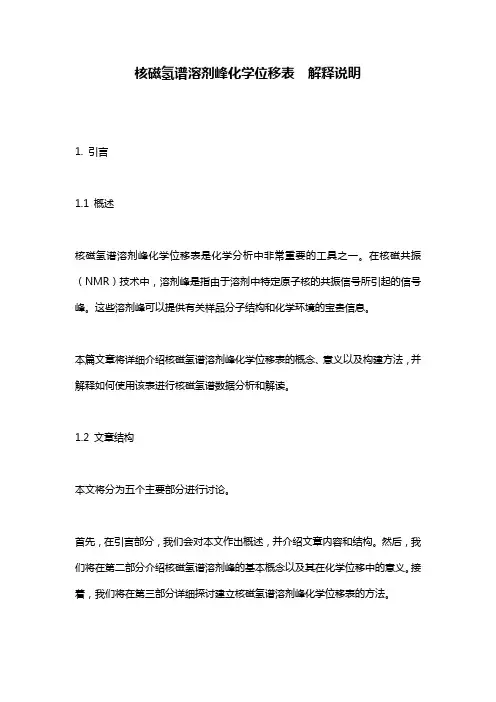 核磁氢谱溶剂峰化学位移表__解释说明
