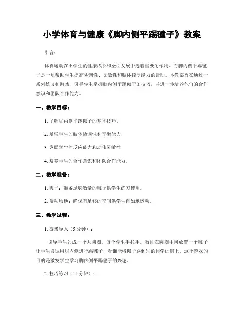 小学体育与健康《脚内侧平踢毽子》教案