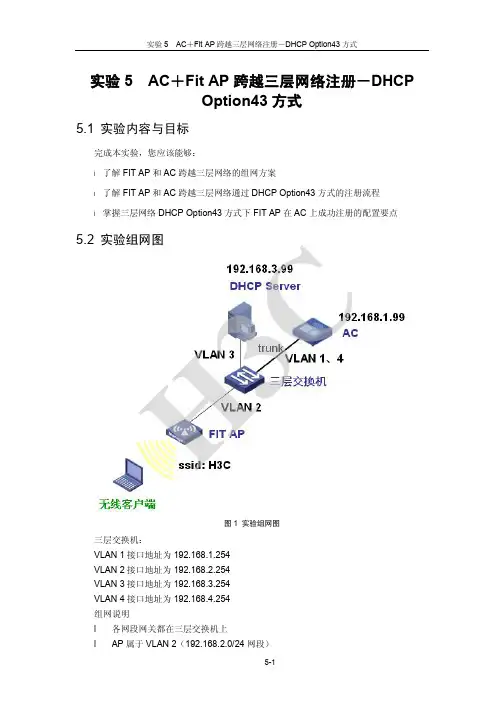 H3C AC+Fit AP跨越三层网络注册-DHCP Option43方式