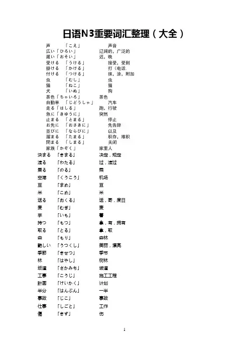 日语N3词汇(大全)