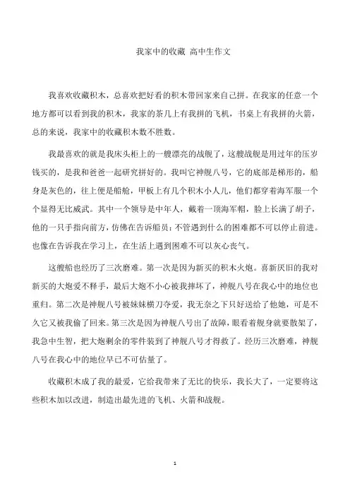 我家中的收藏 高中生作文