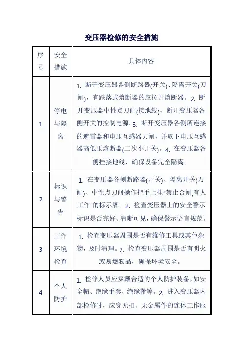 变压器检修的安全措施
