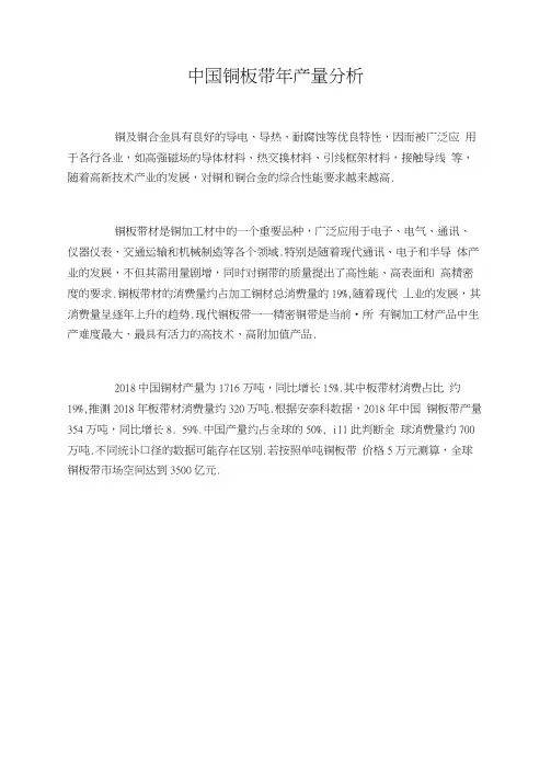 我国铜板带年产量分析