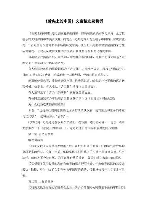 《舌尖上的中国》文案精选及赏析
