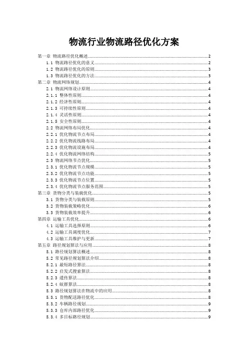 物流行业物流路径优化方案