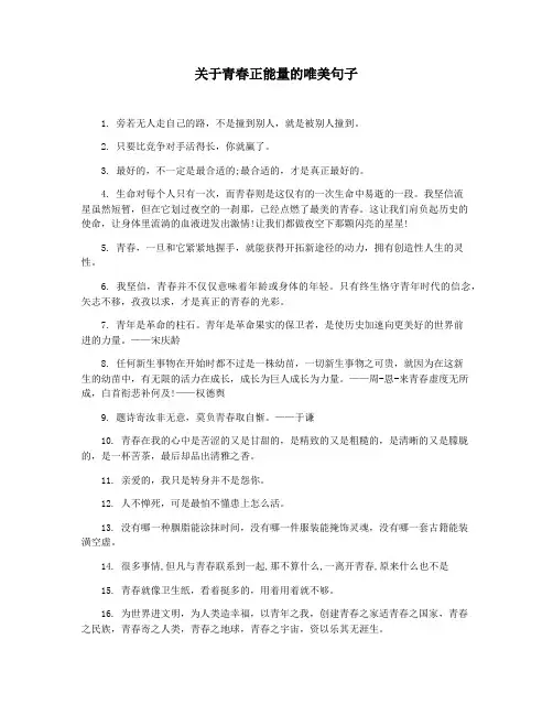 关于青春正能量的唯美句子