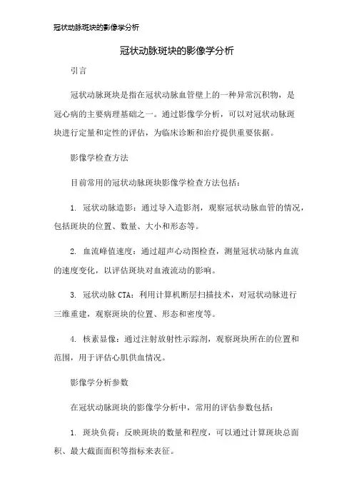 冠状动脉斑块的影像学分析