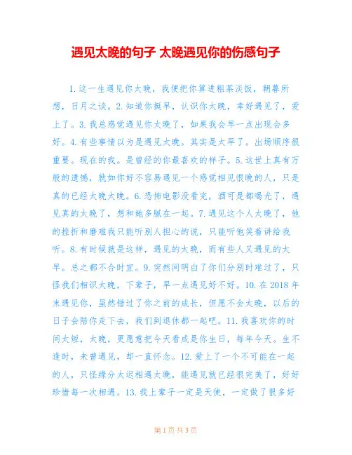 遇见太晚的句子 太晚遇见你的伤感句子