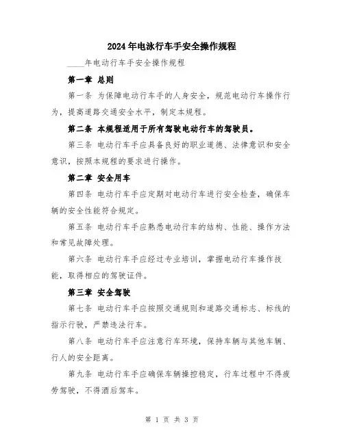 2024年电泳行车手安全操作规程