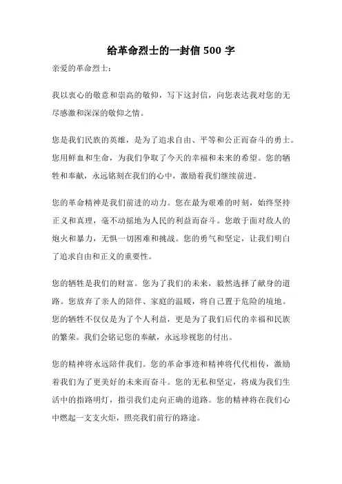 给革命烈士的一封信500字