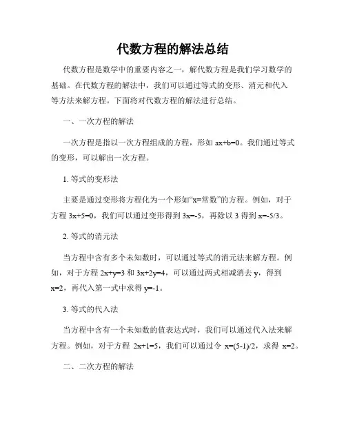 代数方程的解法总结