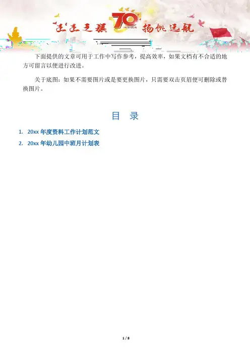 【写作范文2篇】资料工作计划范文