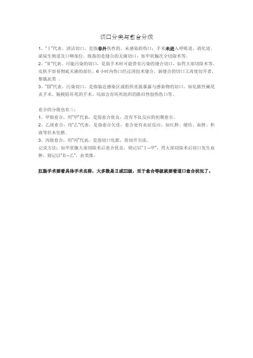 切口分类与愈合分级