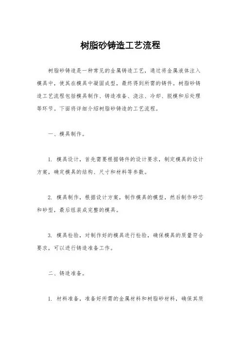 树脂砂铸造工艺流程