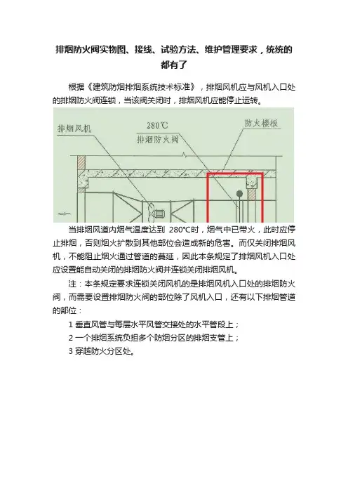 排烟防火阀实物图、接线、试验方法、维护管理要求，统统的都有了