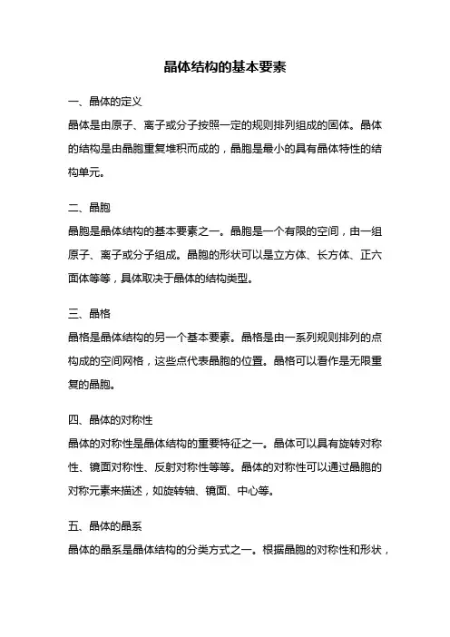 晶体结构的基本要素